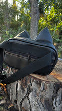 Load image into Gallery viewer, Hand Crafted : Small square Bag Black Halloween kitty Kitten black and leopard