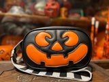 Hand Crafted : Small square Bag Black and Orange
