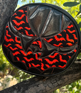 Hand Crafted Bat Mouth: Black glitter and Orange Bats