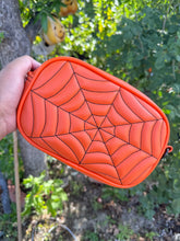Load image into Gallery viewer, Handcrafted Belt bag :  Orange and black spiderwebs