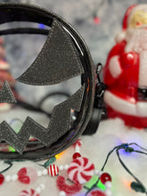 Load image into Gallery viewer, Hand Crafted : Mean Face clear Concert bag with dark Grey Glitter face