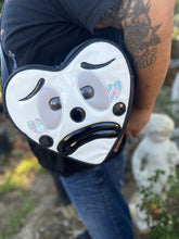 Load image into Gallery viewer, Handcrafted Sad Clown Heart Bag Black and White- Pre Order