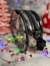 Load image into Gallery viewer, Hand Crafted : Mean Face clear Concert bag with dark Grey Glitter face