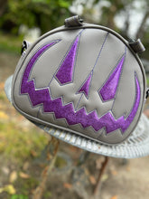 Load image into Gallery viewer, Handcrafted MissChievous Handbag- Grey and Purple glitter