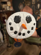 Load image into Gallery viewer, Handcrafted Snowman bag: Patent White with glitter black and Orange nose