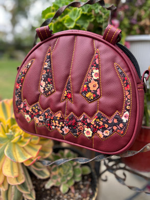 Handcrafted MissChievous Handbag- Wine and Autumn Floral