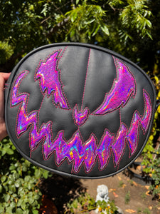 Handcrafted Bad Company Bag: Black and Iridescent Pink Mermaid scales