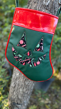 Load image into Gallery viewer, Holiday Stocking Tote Crossbody Bag- Green and Red with holiday Fabric