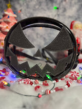 Load image into Gallery viewer, Hand Crafted : Mean Face clear Concert bag with dark Grey Glitter face