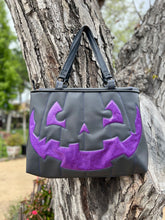 Load image into Gallery viewer, Summerween Tote bag Black and Glitter Purple
