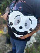 Load image into Gallery viewer, Handcrafted Double sided Clown Heart Bag Black and White- Pre Order
