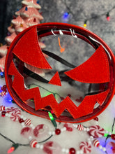 Load image into Gallery viewer, Hand Crafted : Mean Face clear Concert bag with Red face