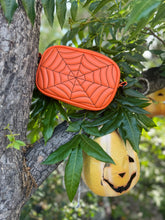 Load image into Gallery viewer, Handcrafted Belt bag :  Orange and black spiderwebs