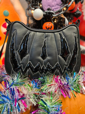 Hand crafted Hades Crossbody handbag black and Black patent