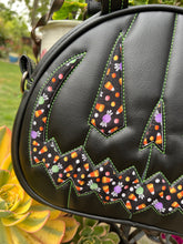 Load image into Gallery viewer, Handcrafted MissChievous Handbag- Black and Candy fabric