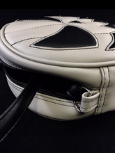 Load image into Gallery viewer, Hand Crafted Mean Face: Grey Gradient and /Black Patent Vinyl