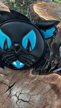 Load image into Gallery viewer, Hand Crafted : Black and light blue glitter kitty Cat Bag