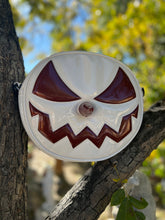 Load image into Gallery viewer, Handcrafted mean Snowman bag: Patent White with glitter Red and Red glitter nose