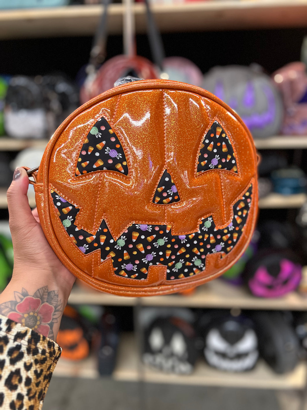 Hand Crafted :  Happy Tooth Orange glitter and Candy fabric