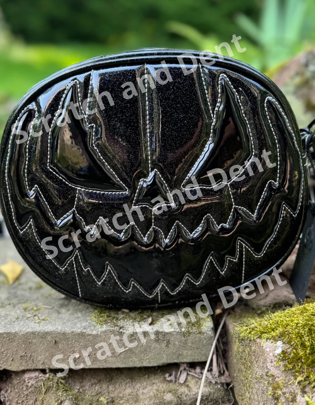 Scratch and Dent Pumpkin Kult : Large Crypt dual bag Black Glitter and Patent black Final Sale
