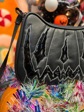 Load image into Gallery viewer, Hand crafted Hades Crossbody handbag black and Black patent