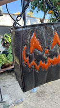 Load image into Gallery viewer, Hand Crafted La Araña grey Glitter and Orange Glitter crossbody bag