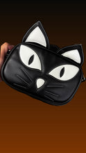 Load image into Gallery viewer, Hand Crafted : Small square Bag Black Halloween kitty Kitten black and glow in the dark