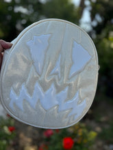 Load image into Gallery viewer, SALE Handcrafted Scaredy Cat Bag: White Glitter and white Patent Vinyl