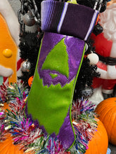 Load image into Gallery viewer, Creepmas Stocking: Cyclops  stocking purple glitter green glitter serape