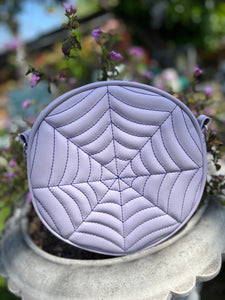 Handcrafted: Double sided Spiderweb Bag -Lavender with purple stitching