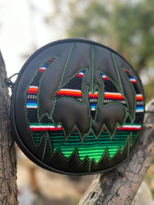 Handcrafted Pumpkin King bag Black with Serape print
