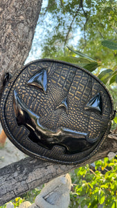 Hand Crafted : Happy face Black croc and champagne