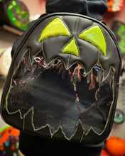 Load image into Gallery viewer, Large Pumpkin Kult Display Backpack -Black and Green Glitter