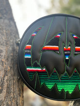 Load image into Gallery viewer, Handcrafted Pumpkin King bag Black with Serape print