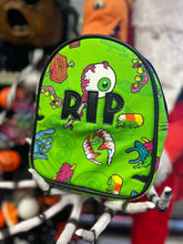 Load image into Gallery viewer, Hand Crafted : Grave Offerings Small All Black RIP HEADSTONE back pack