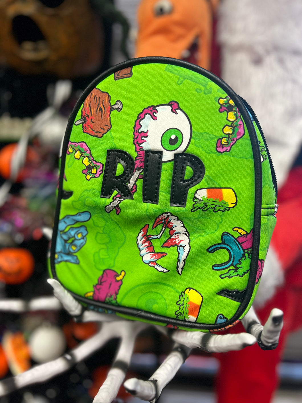 Hand Crafted : Grave Offerings Small All Black RIP HEADSTONE back pack