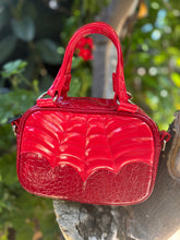 Load image into Gallery viewer, Handcrafted Mini Crimson Web handbag