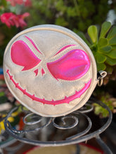 Load image into Gallery viewer, Hand Crafted : SMALL Jack Face White Glitter  and High shine pink Glitter