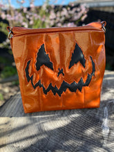 Load image into Gallery viewer, Hand Crafted La Araña Orange Glitter crossbody bag