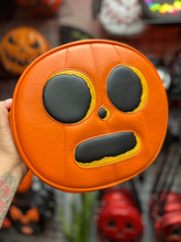 Load image into Gallery viewer, Handcrafted Pumpkin person Orange and Black Pumpkin Bag