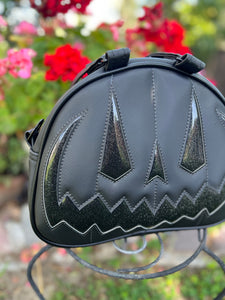 Handcrafted MissChievous Handbag- Black and glitter black