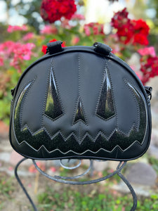 Handcrafted MissChievous Handbag- Black and glitter black