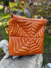 Load image into Gallery viewer, Hand Crafted La Araña Orange Glitter crossbody bag