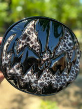 Load image into Gallery viewer, Handcrafted Stark Raving Bag: Patent Vinyl Black &amp; Leopard Print