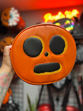 Load image into Gallery viewer, Handcrafted Pumpkin person Orange and Black Pumpkin Bag