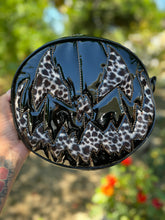 Load image into Gallery viewer, Handcrafted Stark Raving Bag: Patent Vinyl Black &amp; Leopard Print