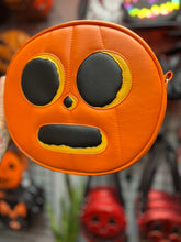 Load image into Gallery viewer, Handcrafted Pumpkin person Orange and Black Pumpkin Bag