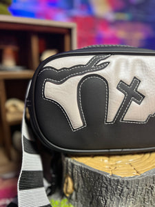 Handcrafted Small graveyard Belt bag : Black and white