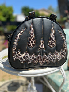 Handcrafted MissChievous Handbag- Black and Cheetah Print