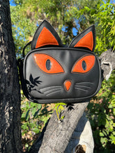 Load image into Gallery viewer, Hand Crafted : Small square Bag Black Halloween kitty Kitten